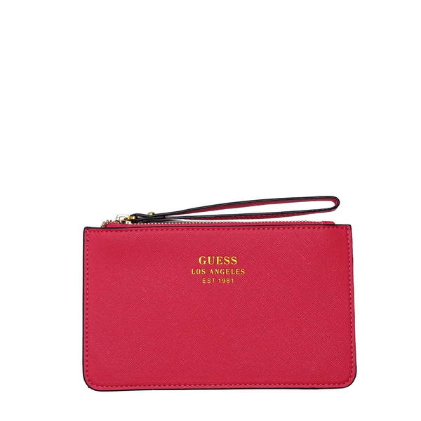 GUESS Wristlet Pouch Wallet – Red | Compact Dual-Zip Organizer – PO 4784
