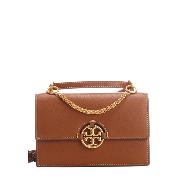 Tory Burch Miller Mini Wallet Crossbody – Light Amber Pebbled Leather