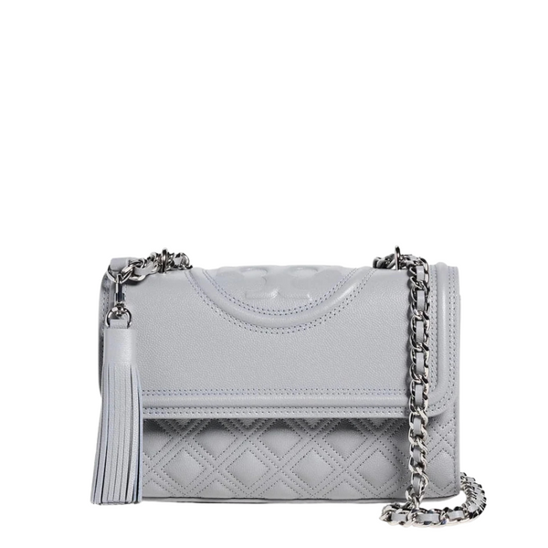 Tory Burch Fleming Convertible Shoulder Bag – Slate Polished-Grain Leather