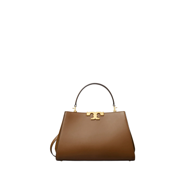 Tory Burch Mini Eleanor Pebbled Satchel – Dark Whiskey Leather