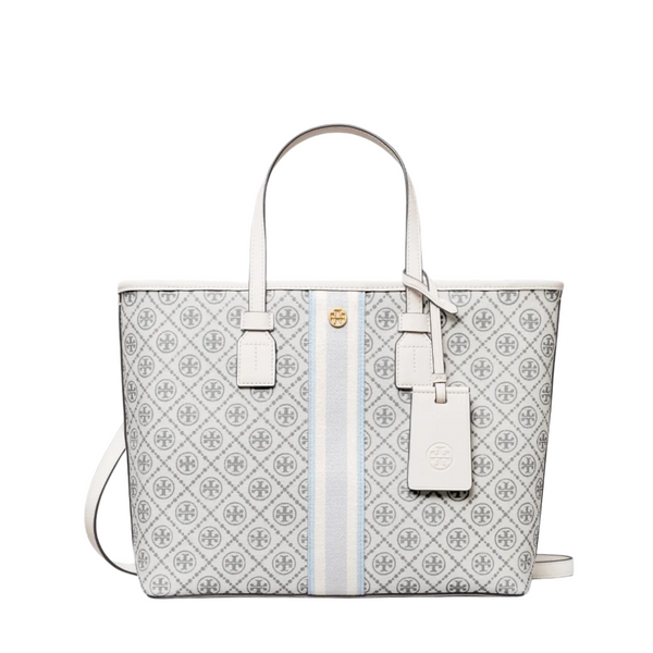 Tory Burch T‑Monogram Tote – New Ivory Jacquard & Leather