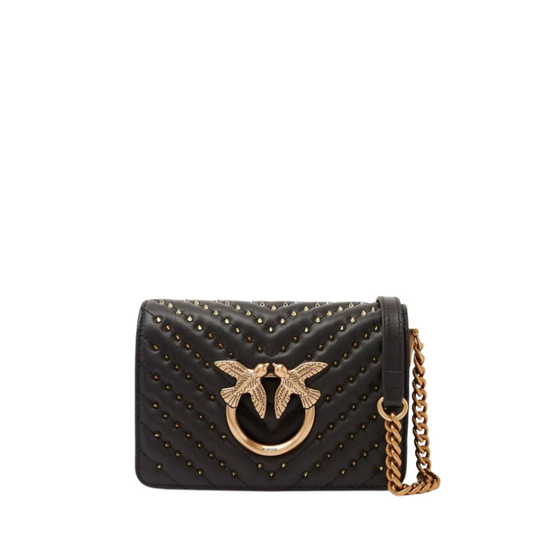 PINKO Crossbody Bag – Black | Love Click Mini V Quilt – Stylish & Compact