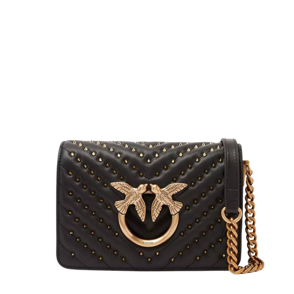 PINKO Crossbody Bag – Black | Love Click Classic V Quilt – Elegant & Versatile