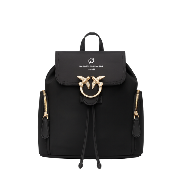 PINKO Backpack – Black | Love Recycled Nylon Backpack – Chic & Eco-Friendly