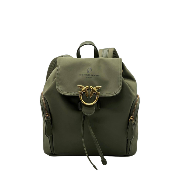 PINKO Backpack – Green | Love Recycled Nylon Backpack – Eco‑Chic & Practical
