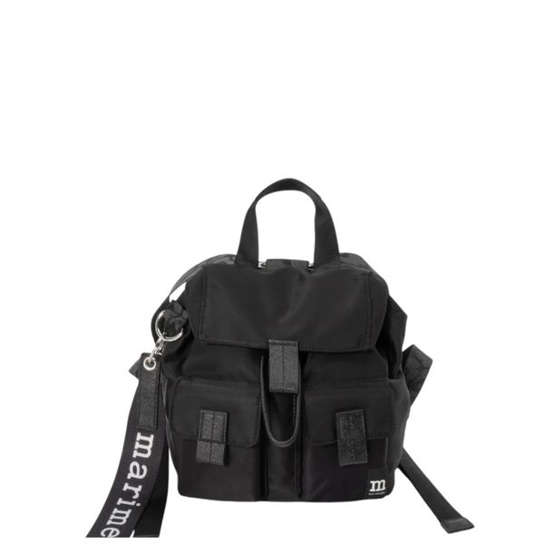 Marimekko Everything Backpack S Solid – Black Recycled Nylon & Leather Details