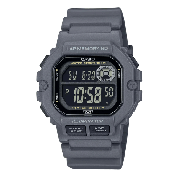 Casio Gray Resin Strap Black Dial Digital Quartz Watch for Men – WS‑1400H‑8BVDF