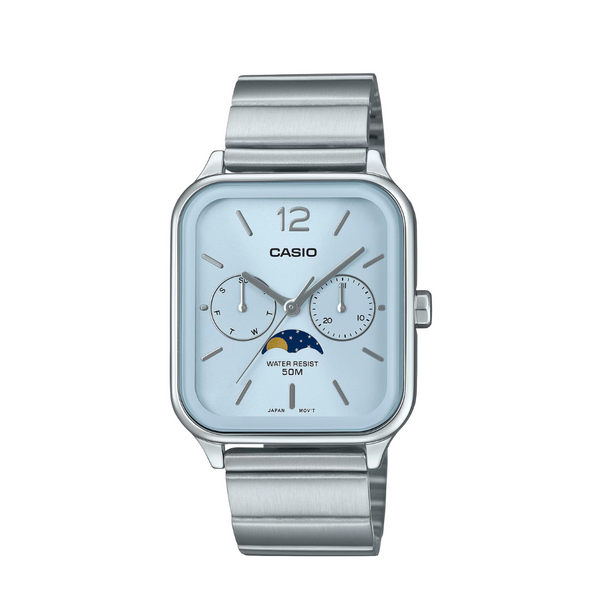 Casio Silver Stainless Steel Bracelet Baby Blue Analog Quartz Watch for Men – MTP-M305D-2AVDF