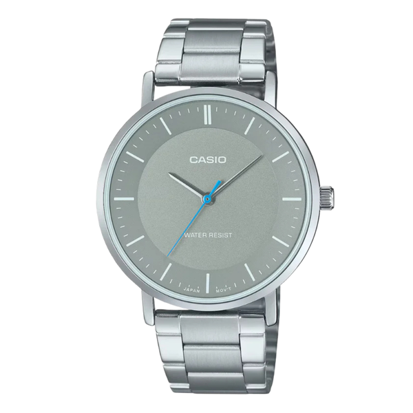 Casio Silver Stainless Steel Grey Dial Analog Quartz Watch for Men – MTP-VT04D-8EDF