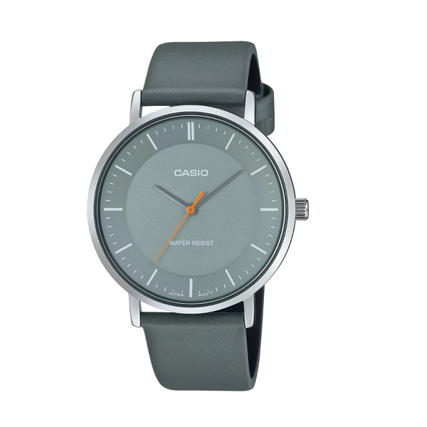 Casio Black Leather Strap Grey Analog Quartz Watch for Men – MTP-VT04L-8EDF