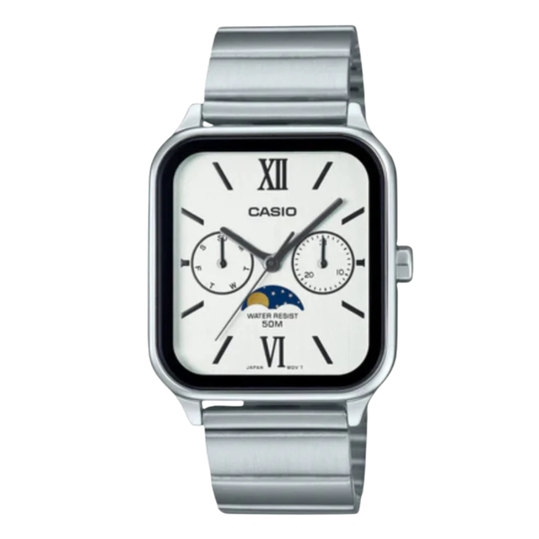 Casio Silver Stainless Steel White Dial Analog Quartz Watch for Men – MTP-M305D-7A2VDF