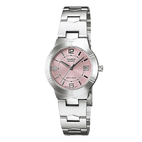 Casio Silver Stainless Steel Pink Dial Analog Quartz Watch for Women – LTP-1241D-4ADF (AG)