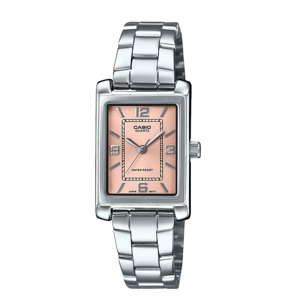 Casio Silver Stainless Steel Bracelet Beige Analog Quartz Watch for Women – LTP-1234DD-4ADF