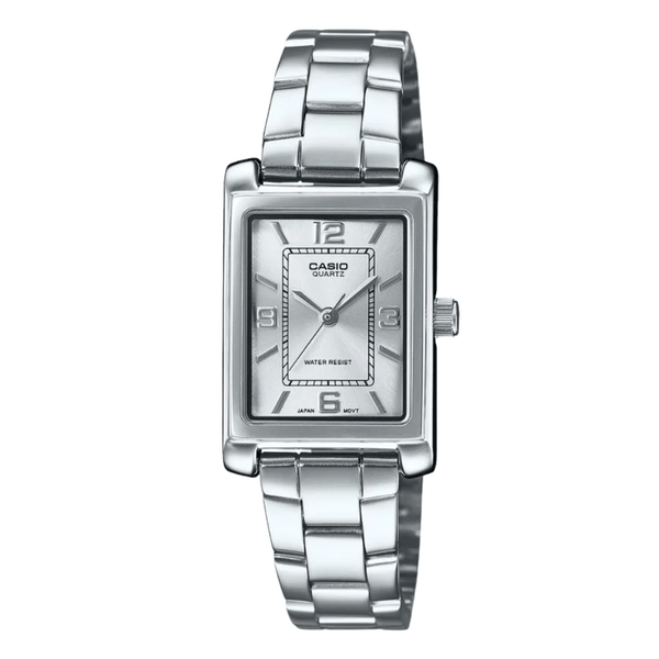 Casio Silver Stainless Steel White Dial Analog Quartz Watch for Women – LTP-1234DD-7ADF