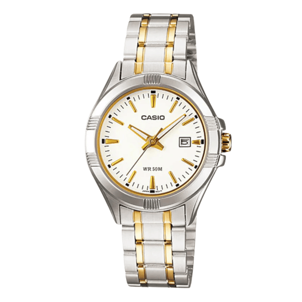 Casio Two-Tone Stainless Steel White Dial Analog Quartz Watch for Women – LTP-1308SG-7AVDF
