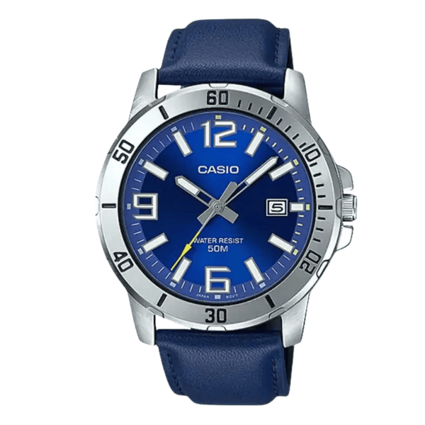 Casio Blue Leather Strap Blue Dial Analog Quartz Watch for Men – MTP-VD01L-2BVUDF