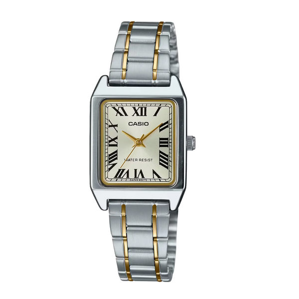 Casio Two-Tone Stainless Steel Bracelet Light Gold Analog Quartz Watch for Women – LTP-V007SG-9BUDF