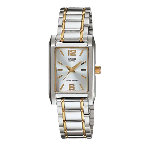 Casio Two-Tone Stainless Steel Bracelet Light Gold Analog Quartz Watch for Women – LTP-V007SG-9BUDF