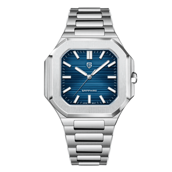 Pagani Silver Stainless Steel Blue Dial Quartz Watch for Gents - PD-YS019