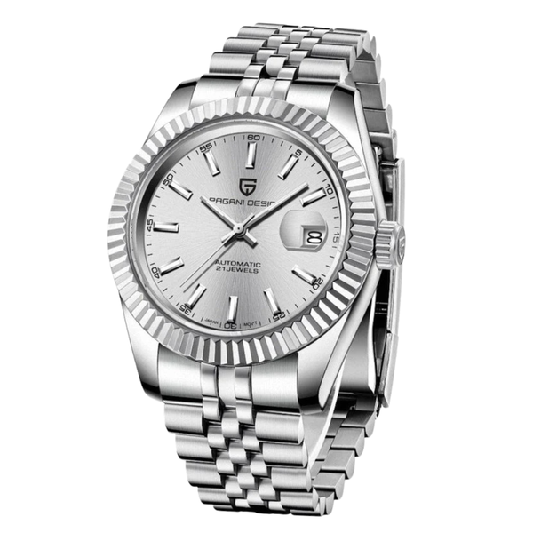 Pagani Silver Stainless Steel Silver Dial Automatic Watch for Gents - PD-1645