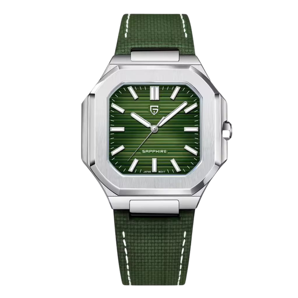Pagani Green Leather Strap Green Dial Quartz Watch for Gents - PD-YS019