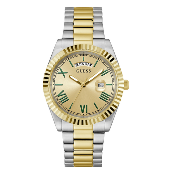 Guess Connoisseur Two-tone Stainless Steel Gold Dial Quartz Watch for Gents - GW0265G14