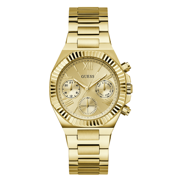 Guess Equality Gold Stainless Steel Gold Dial Chronograph Quartz Watch for Ladies - GW0769L2