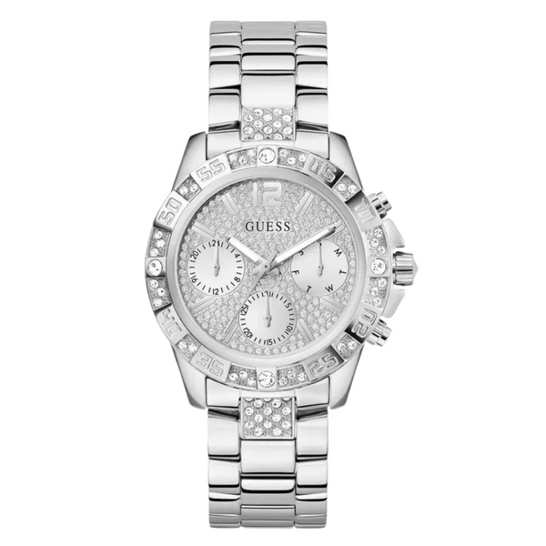 Guess Majesty Series Silver Stainless Steel Silver Dial Chronograph Quartz Watch for Ladies - G0771L1