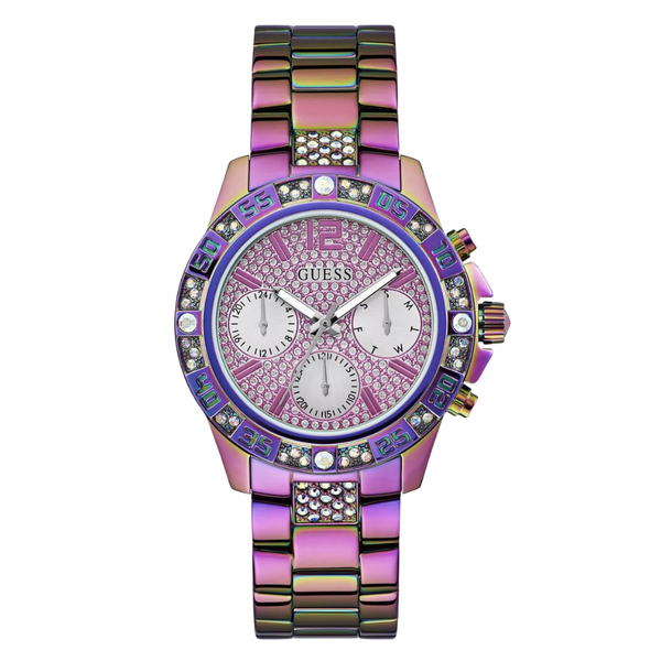 Guess Majesty Series Purple Stainless Steel Purple Dial Chronograph Quartz Watch for Ladies - G0771L4