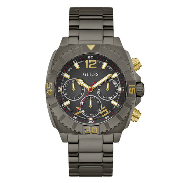 Guess Traction Gunmetal Stainless Steel Black Dial Chronograph Quartz Watch for Ladies - G0800G2