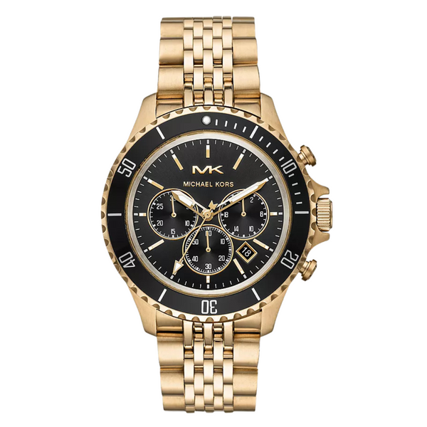 Michael Kors Bayville Rose Gold Stainless Steel Black Dial Chronograph Quartz Watch for Gents - MK8726