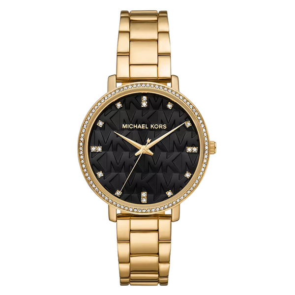 Michael Kors Pyper Rose Gold Stainless Steel Black Dial Quartz Watch for Ladies - MK4593