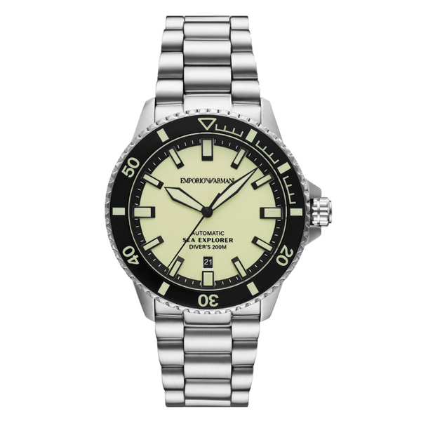 Emporio Armani Sea Explorer Automatic Stainless Steel Bracelet Diver’s Watch – 42.5 mm (AR60083)