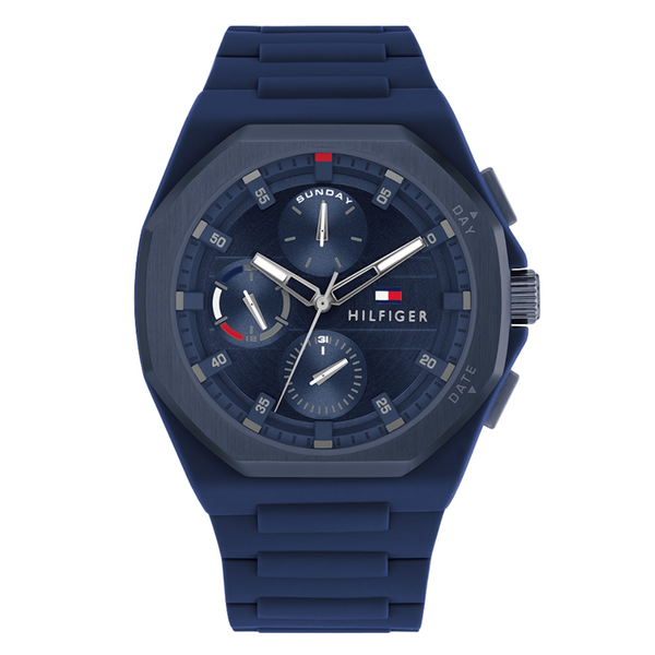 Tommy Hilfiger Neo Series Dark Blue Silicon Strap Dark Blue Dial Chronograph Quartz Watch for Gents - 1792122