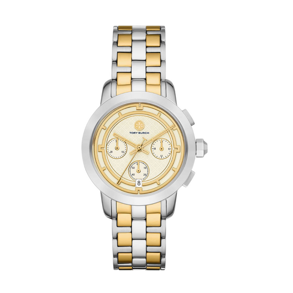 Tory Burch T-Monogram Chronograph Two-Tone Watch – TBW1052