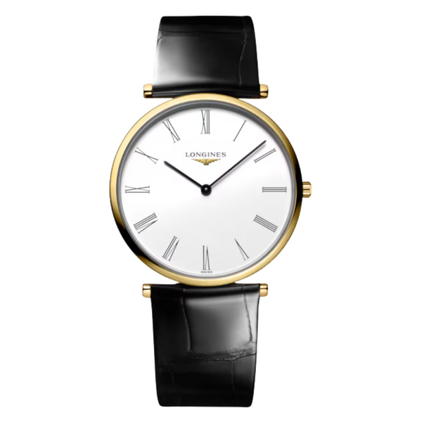 Longines La Grande Classique de Longines Black Leather Strap White Dial Quartz Watch for Ladies - L4.755.2.11.2