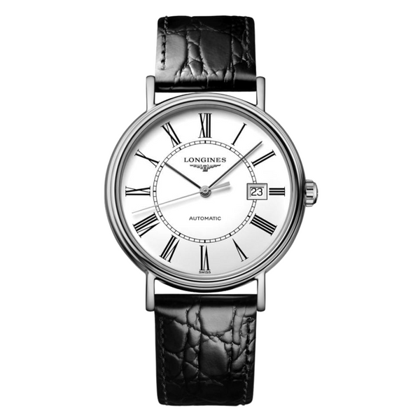 Longines La Grande Classique Black Leather Strap White Mate Dial Quartz Watch for Gents - L4.790.4.11.2