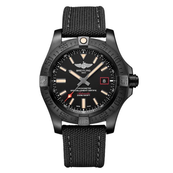 Breitling Anthracite Leather Strap Black Analog Automatic Diver Watch for Men – Avenger Automatic (V17319101B1X1)