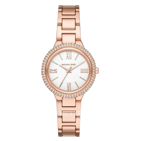 Michael Kors Taryn Pavé Rose Gold Stainless Steel White Dial Quartz Watch for Ladies - MK4460