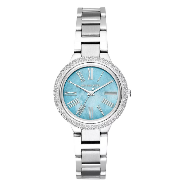 Michael Kors Taryn Silver Stainless Steel Blue Dial Quartz Watch for Ladies - MK-6563