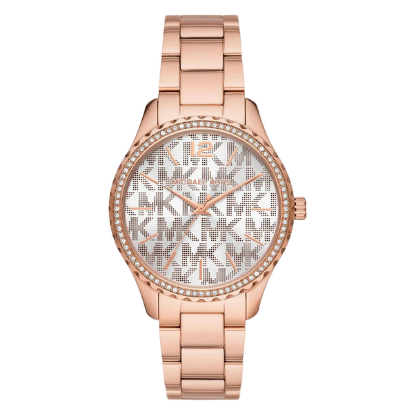 Michael Kors Layton Rose Gold Stainless Steel White Dial Quartz Watch for Ladies - MK-7297