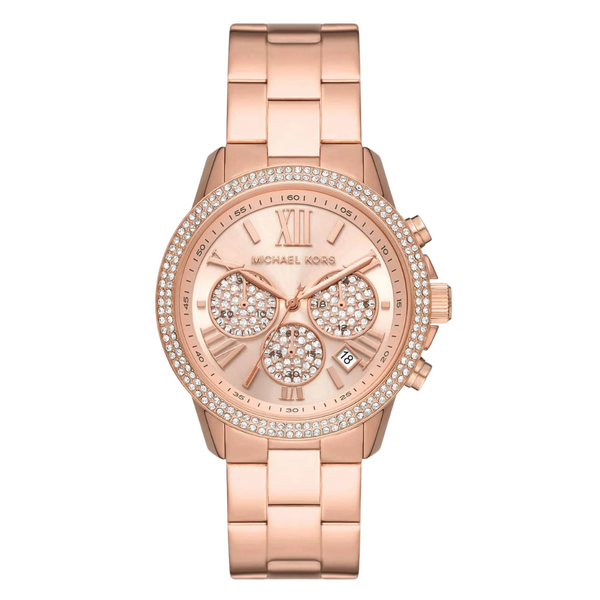 Michael Kors Bryn Rose Gold Stainless Steel Rose Gold Dial Chronograph Quartz Watch for Ladies - MK-7200