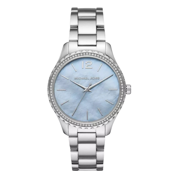 Michael Kors Layton Silver Stainless Steel Blue Dial Quartz Watch for Ladies - MK-6847