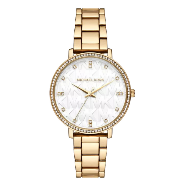 Michael Kors Pyper Gold Stainless Steel White Dial Quartz Watch for Ladies - MK4666