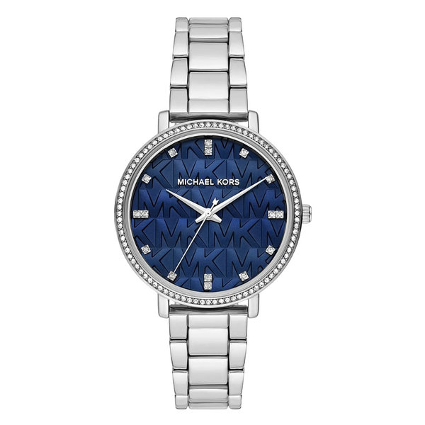 Michael Kors Pyper Silver Stainless Steel Blue Dial Quartz Watch for Ladies - MK4671