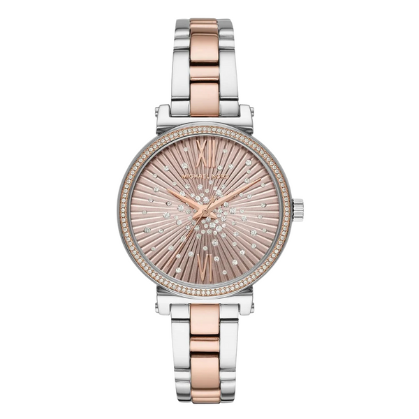 Michael Kors Sofie Pavé Two-tone Stainless Steel Rose Gold Dial Quartz Watch for Ladies - MK-3972