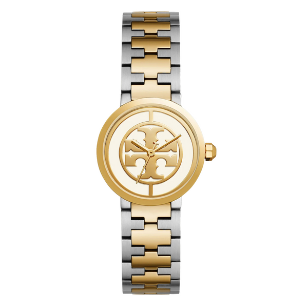 Tory Burch Reva Two-tone Stainless Steel Ivory Dial Quartz Watch for Ladies - TBW4016