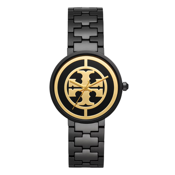 Tory Burch Reva Black Stainless Steel Black glossy Dial Quartz Watch for Ladies - TBW4039