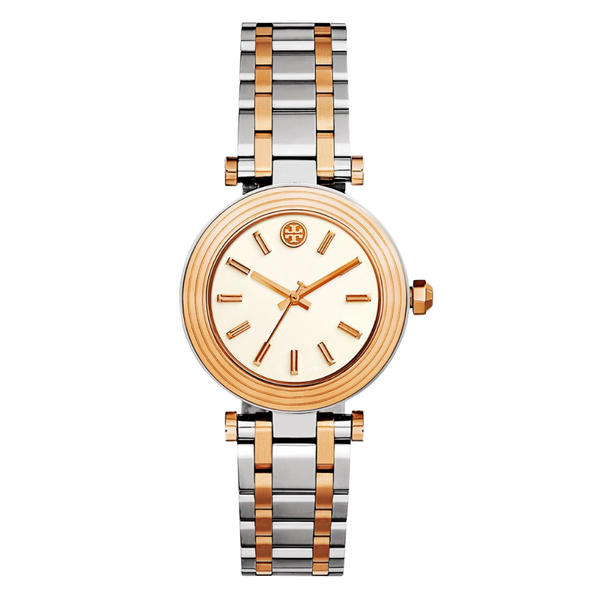 Tory Burch Classic T Two-tone Stainless Steel Cream Dial Quartz Watch for Ladies - TBW9011