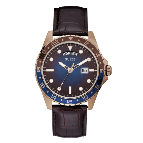Guess Comet Black Leather Strap Multi Dial Quartz Watch for Gents - GW0221G2